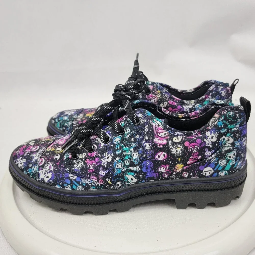 SKECHERS TOKIDOKI Womens 7.5 Shoes Roadies TOKIROADIE Black Multi Sneakers Cute - Picture 4 of 11